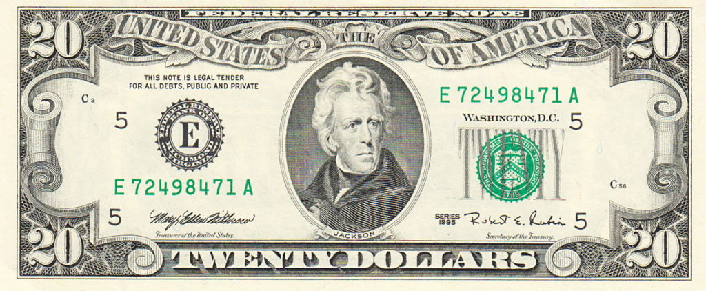 Andrew Jackson sulla banconota da 20$