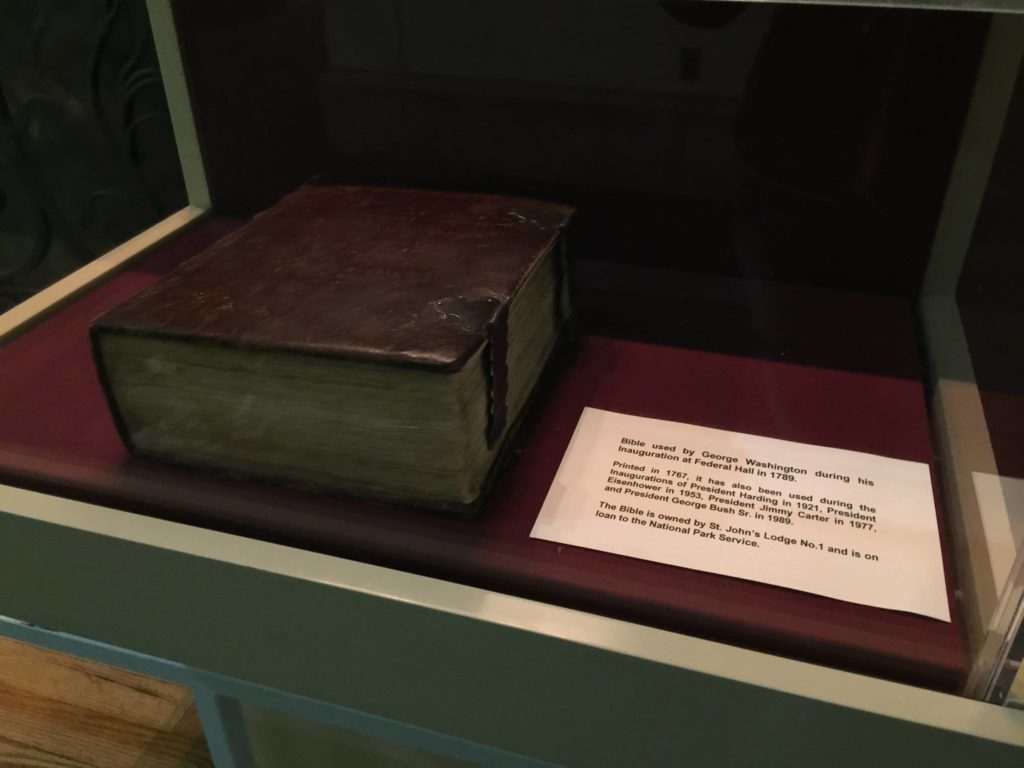 Unusual New York: Federal Hall National Monument, the Holy Bible which the Presidents take the oath on at the beginning of the mandate