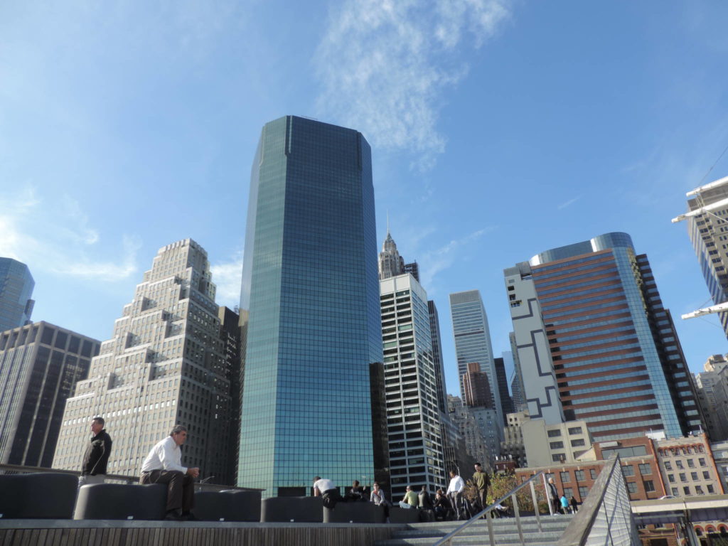 East River Waterfront Esplanade, view on Lower Manhattan